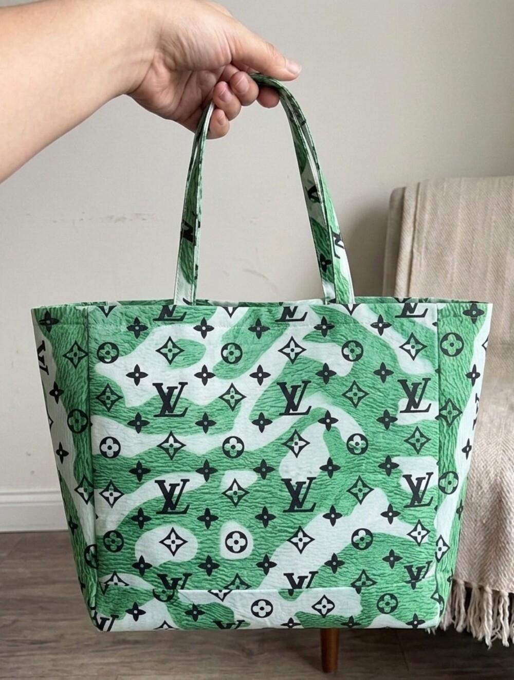 Asylum Military Green Monogram Camo Tote Bag Carry Bag